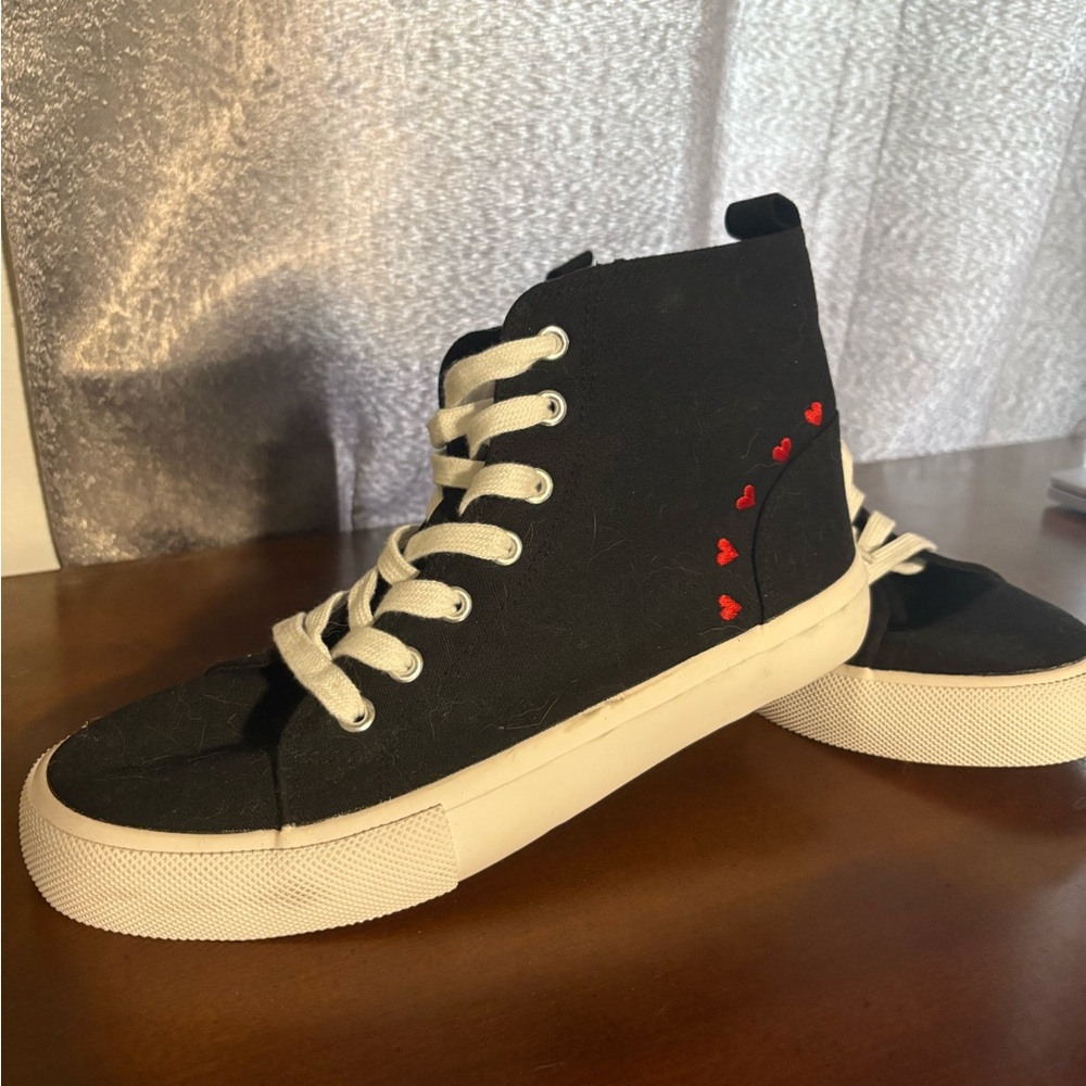 Torrid Black and Red Heart Sneakers